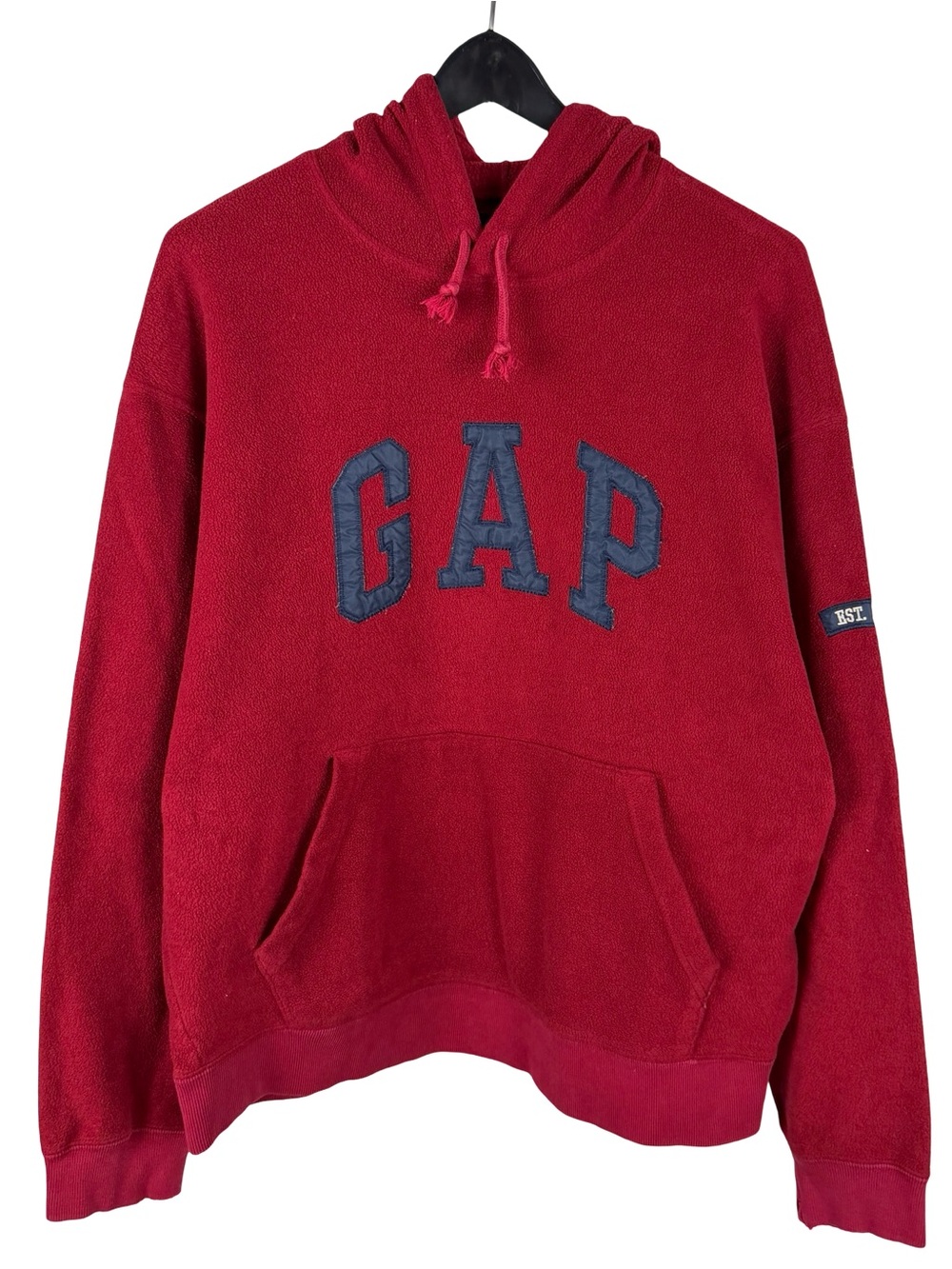 Vintage 90s GAP Arch Logo Fleece Essential Pullover Red Hoodie Size M